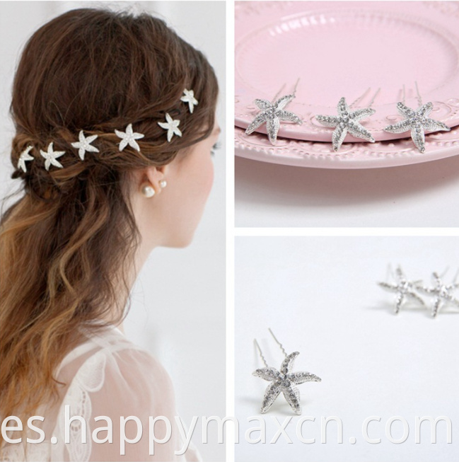 Nuevo estilo Ventas calientes Propinas simples para el cabello Joyas de estrellas Haciendo accesorios para el cabello de boda Bridal